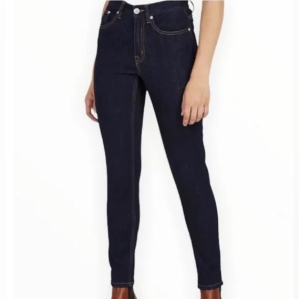 Frank & Oak Women Dark Blue Denim High Rise Debbie Skinny Jeans Size 27